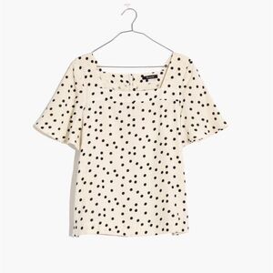 Madewell Cream Polka Dot Square-Neck Blouse